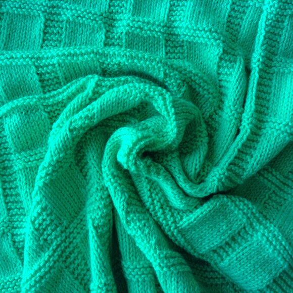 Hand Knit Baby Blanket in Bright Green - Picture 5 of 5